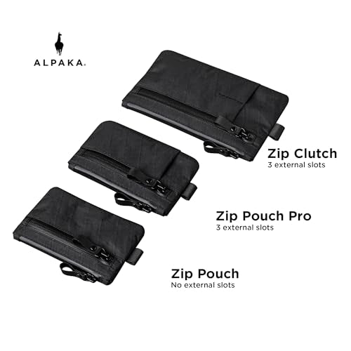 ALPAKA Zip Pouch Black X-Pac- RFID-Blocking Small Cash and Card Zip Wallet with Carbon Neutral, Weatherproof Fabrics, YKK Zipper, EDC Pouch for Men Travel - color: Black
