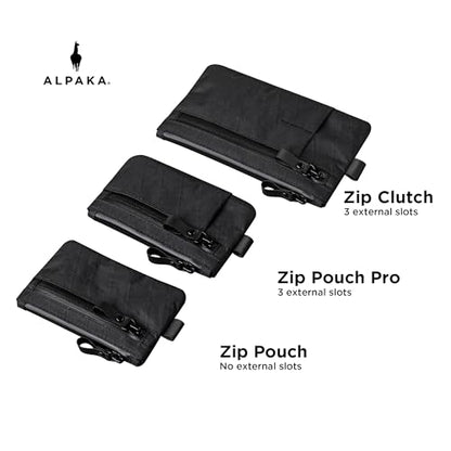 ALPAKA Zip Pouch Black X-Pac- RFID-Blocking Small Cash and Card Zip Wallet with Carbon Neutral, Weatherproof Fabrics, YKK Zipper, EDC Pouch for Men Travel - color: Black