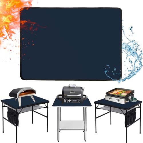 24x31in Heat Resistant Grill Mats for Outdoor Grill to Protect Your Prep Table and Outdoor Grill Table - Fire Proof & Water Proof & Oil Proof BBQ Mat - Blue（1mm） - color: Blue, size: 24x31x0.04in