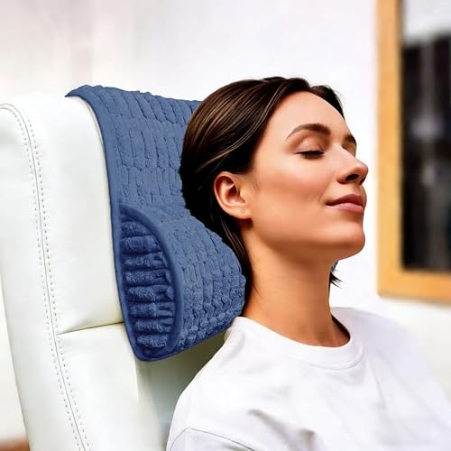 Headrest Memory Foam Pillow, Supportive Pillow for Neck, Back or Leg for Sofas, Recliners, Office Chairs, Massage Chairs for Neck Pain Relief and Cervical Support. (Navy Blue, 13" W x 2.7" D) - color: Navy Blue, size: 13"W x 2.7"D