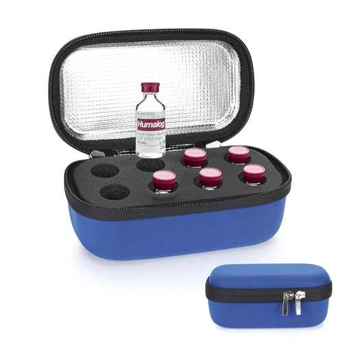 YOUSHARES Insulin Fridge Holder Storage Case Organizer, Insulin Vial Organizer Bag Fits Standard 10ml U-100 Vials, Built-in Aluminium Foil | Safe and Reliable Bottle Protector - color: Organizer_Blue
