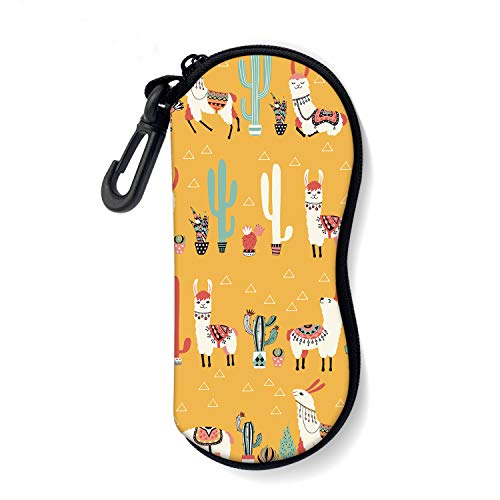 Sunglasses Soft Case with Carabiner Ultra Light Neoprene Zipper Glasses Case - color: Yellow Cactus