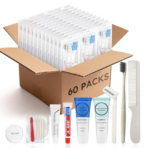 Toiletry Kits Homeless Personal Hygiene Care Package Kits Supplies In Bulk, Disposable Travel Size Essential Women Men Toiletries Set for Hotel, Charity, Camping, Travel (60 Pack) - size: 60 Pack