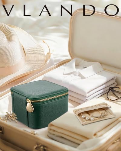 VLANDO Gifts for Teachers,Travel Jewelry Box with 6 Velvet Jewelry Zipper Pockets Jewelry Case Premium Petal Hardware Travel Jewelry Organizer Graduation Gifts (Green) - color: 6PCS-Green
