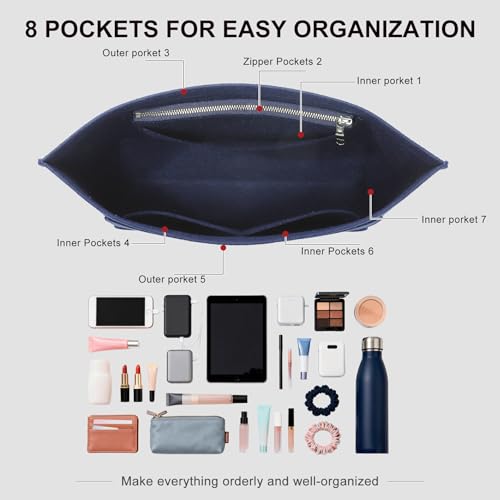 Purse Organizer Insert Compatible with Longchamp Le Pliage M Top Handle Tote Bag, Blue/SM - color: Blue, size: M Tote Bag (Top Handle)