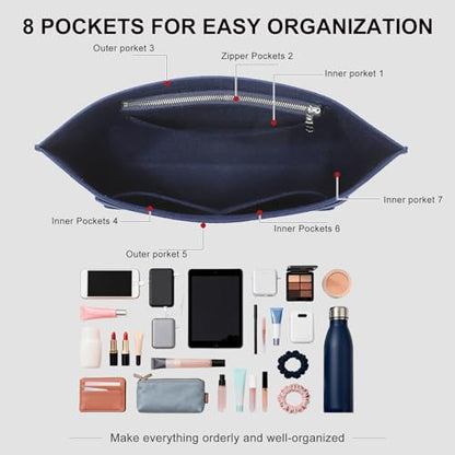Purse Organizer Insert Compatible with Longchamp Le Pliage M Top Handle Tote Bag, Blue/SM - color: Blue, size: M Tote Bag (Top Handle)