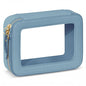 Prite Clear Makeup Bag Cosmetic Organizer Case Waterproof Travel Toiletry Bag Skincare Pouch with Golden Zipper(Blue) - color: Blue, size: Standard - Single Layer