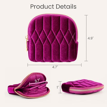 2026 New Travel Jewelry Case, Small Travel Jewelry Bag with Zipper, 5-Layer velvet Travel Jewelry Pouch for Bracelet Rings Earring, chain,pendants,Bracelet (Rose Violet) - color: Rose Violet