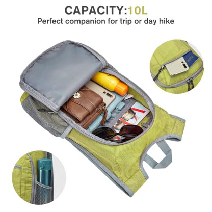 G4Free 10L/15L Hiking Backpack Lightweight Packable Hiking Daypack Small Travel Outdoor Foldable Shoulder Bag - color: Light Green, size: 10L