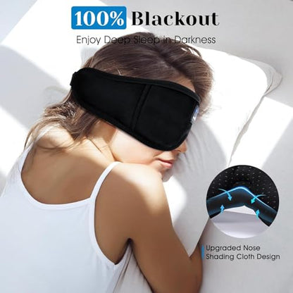MUSICOZY Sleep Headphones, Bluetooth 5.4 Sleep Mask Headband Headphones Sleeping Eye Mask, Wireless Music Earbuds Earphones with HD Stereo Speakers for Side Sleepers, Cool Gadgets Unique Gift - color: Dark Black