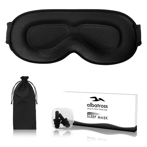 Sleep Eye Mask for Men Women, Sleeping Mask for Side Sleeper, Travel Blackout Night Blindfold Eye Shade Cover with Adjustable Strap (Ebony) - color: Ebony