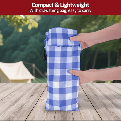 8ft Picnic Table and Bench Cover, Camping Essentials RV Gear, 96 in Waterproof Windproof Outdoor Elastic All Around Tablecloth, Fitted Rectangle Tables and Seats, Blue-White Checkered - color: Blue-white Checkered, size: 96"