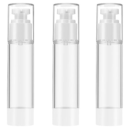 Qeuly 3 Pack Airless Pump Bottles 1.7 oz Travel Size Pump Bottle Lotion Container Refillable Cosmetic Pump Dispensers for Foundation Moisturizer Shampoo Toiletry (SN-50) - color: Sn-50
