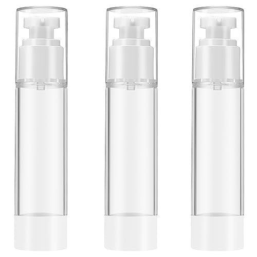 Qeuly 3 Pack Airless Pump Bottles 1.7 oz Travel Size Pump Bottle Lotion Container Refillable Cosmetic Pump Dispensers for Foundation Moisturizer Shampoo Toiletry (SN-50) - color: Sn-50