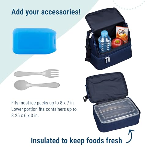 Wildkin Kids Two Compartment Insulated Lunch Bag – Keeps Food Hot or Cold, Easy-Clean Lining, Leak-Resistant & BPA-Free – Boys & Girls, Ideal for School, Travel & Daycare – Whale Blue - color: Whale Blue