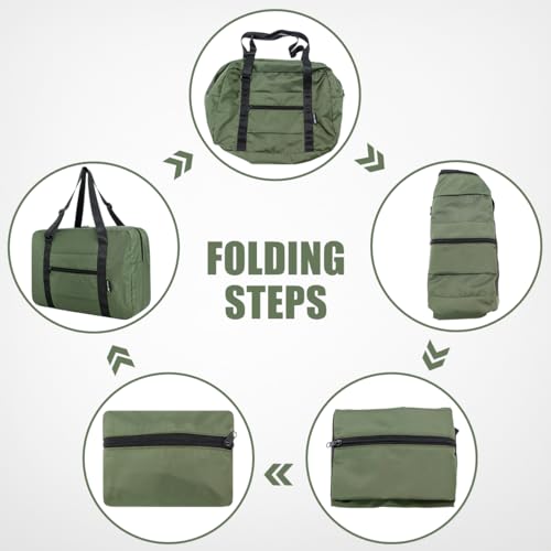 Small Duffle Bag for Men Women, Mini Gym Bag Foldable Travel Tote Carry On Luggage with Trolley Sleeve, Army Green - color: Army green, size: 23L
