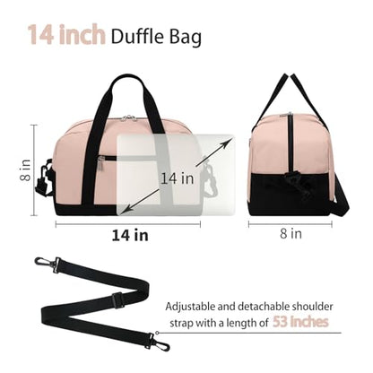 Apenze Small Gym Bag 14 inch lightweight Carry On Mini Duffel Bag for Travel Sport - Pink - color: Pink