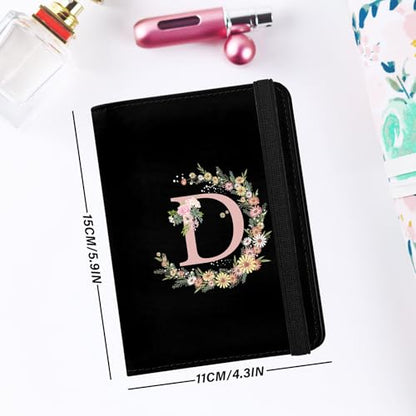Cute Passport Holder and Holder Combo Passport Cover with RFID Blocking Women Men Compatible Wallet Credit Card Protector（Initial Monogram-D） - color: Black-D