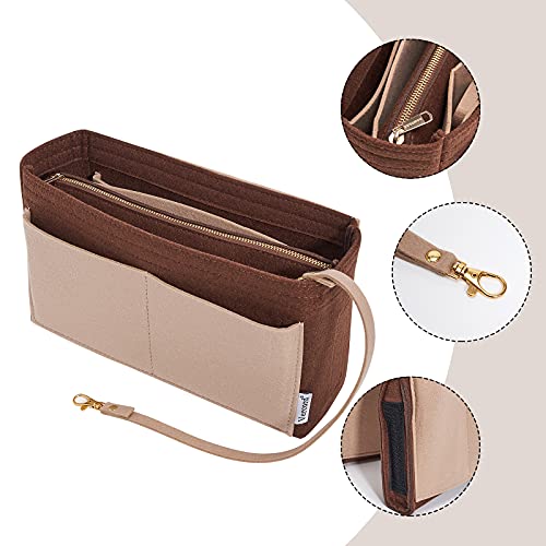 Vercord Felt Organizer Insert For Purse Handbag Tote Bag In Bag Inside Shaper Divider Neo Coffee & Beige Slender Medium - color: A Coffee & Beige, size: Slender Medium