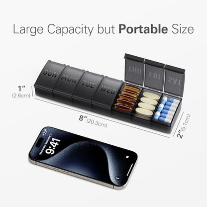 Barhon Pill Organizer Large, Weekly Medicine Pill Organizers, 7 Day Pills Box Case Travel for Big Vitamin Supplements Fish Oil, Light Purple - color: Light Purple