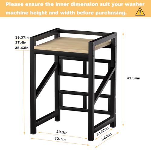 Washer Dryer Stacking Rack Kit 29.5in, Over the Washer and Dryer Storage Shelf for Laundry Room, Bathroom, Heavy Duty, Height Adjustable, 1.2mm Wall Thickness 660lbs Capacity (Black, 29.5in) - color: Black