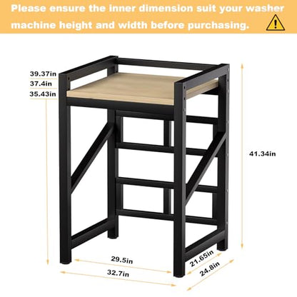 Washer Dryer Stacking Rack Kit 29.5in, Over the Washer and Dryer Storage Shelf for Laundry Room, Bathroom, Heavy Duty, Height Adjustable, 1.2mm Wall Thickness 660lbs Capacity (Black, 29.5in) - color: Black