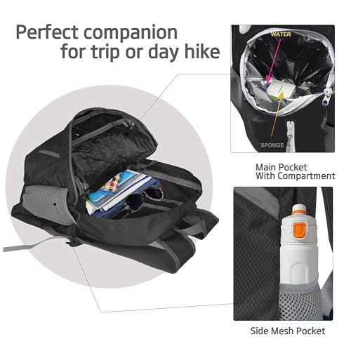 35L Foldable Waterproof Backpack For Outdoor Sports Travel Inside Wet Clothes Compartment Packable For Multiple - color: 1black