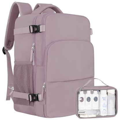 Sinaliy Travel Backpack, Carry on Flight Approved Backpack with Multi-Pockets, TSA Waterproof 17.3inch Laptop Backpack, Personal Item Travel Bag for Men Women, Light Purple - color: Purple, size: X-Large
