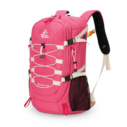 Bseash 40L Waterproof Hiking Camping Backpack with Rain Cover, Outdoor Sport Travel Bag Daypack for Climbing Skiing Cycling (Pink) - color: Pink