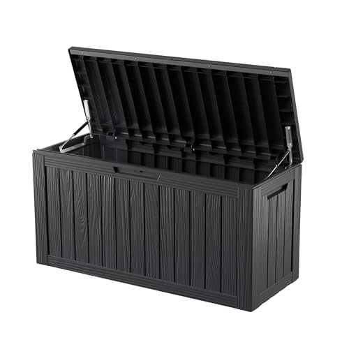 80GAL Deck Box - Black,utdoor Cushions, Throw Pillows,Waterproof Patio Storage Box Covers - color: Black, size: 80GAL