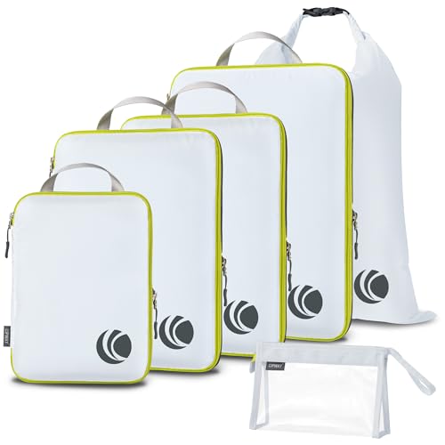 Cipway Compression Packing Cubes, Ultralight Luggage Organizer Bags with Laundry Bags and Clear Toiletries Bag,Travel Essentials for Carry on Suitcase (6 Piece,White) - color: White, size: 6PCS