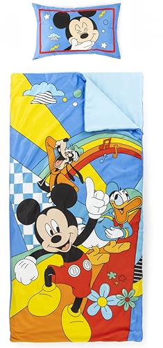 Jay Franco Kids Slumber Bag and Pillow - 54 x 27 Inch Comfy Indoor Sleeping Bag for School and Sleepovers, 2 Piece Set, Multi - Mickey Mouse - color: Multi - Mickey Mouse