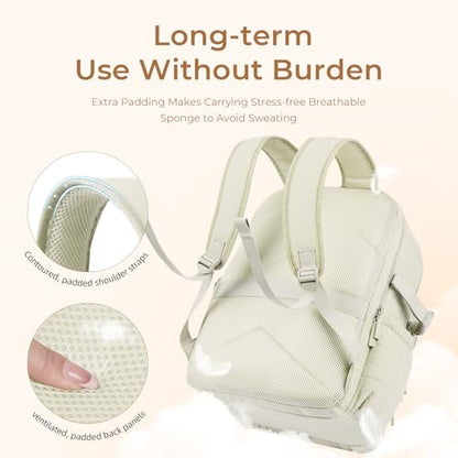CLUCI 17.3 Inch Laptop Backpack for Women, Anti Theft Travel Backpack, Puffer Quilted Work Backpack, Water Resistant College Bookbag, Carry on backpack with RFID (Beige) - color: White