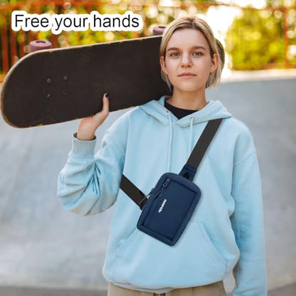 Small Sling Bag for Women Men Chest Bag Water Resistance Mini Crossbody Bag Adjustable Strap Lightweight Shoulder Bag - color: 02-sea Blue
