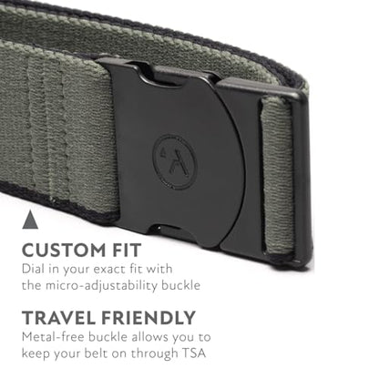 Arcade The Original Unisex Adventure Belt, Heavy Duty Elastic Webbing, Non-Metal Travel Friendly Buckle - color: Blackwood - Ivy Green