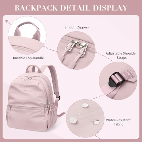 GOLF SUPAGS 13L Mini Backpack Lightweight Nylon Daypack for Women, Small City Pack, Versatile Ladies Backpack for Shopping & Travel, Light Pink - color: Light Pink, size: 13 Liters