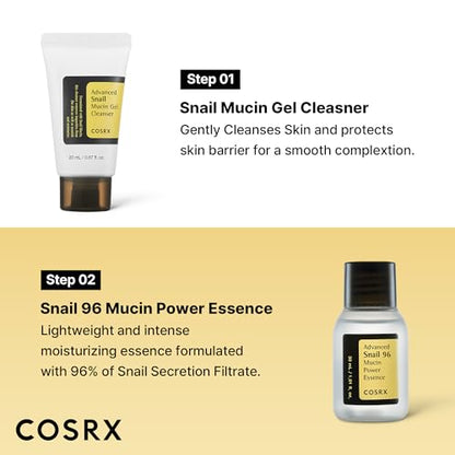 COSRX All About Snail Mucin Korean Skin Care Set, Mini Travel Essentials, Travel Size Gift Set with Snail Mucin Face Wash, Serum, Moisturizer & Eye Cream, Rejuvenating Kit, Mothers Day Gifts for Mom