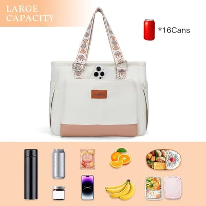 Lunch Bag Lunch Box Women - Leakproof Insulated Lunch Cooler Bag for Women - Large Lunch Tote Bags Adults, White - color: 08-Brownish White, size: Large