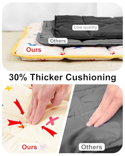 Primlect Thickened Toddler Nap Mat with Removable Pillow and Minky Blanket, Extra Large 55''x35'' Sleeping Bag, Washable, Roll up, Perfect for Daycare, Preschool, Kindergarten, Boys and Girls Beige - color: Beige