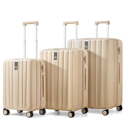 Hanke Expandable Hardshell Luggage Sets 3 piece Carry on Luggage with Wheels Suitcases Lightweight Checked Travel Luggage Rolling Large Suitcase Travel Luggage Bag Woman Men 20/24/29" Cuba Sand Pink - color: Cuba Sand, size: Expandable 3 Piece Set（20/24/2