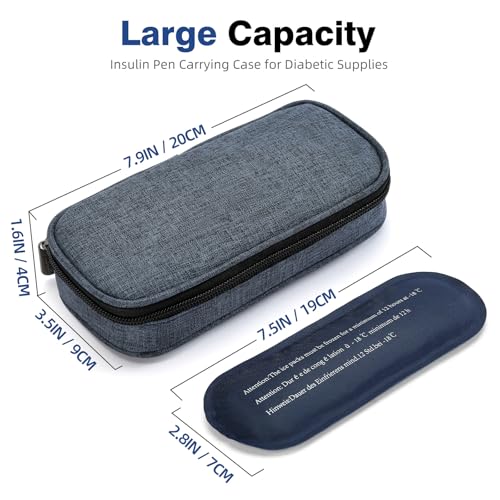 apollo walker Insulin Cooler Travel Case Diabetic Medication Cooler with Ice Packs and Insulation Liner insulin travel case tsa approved - color: Navy, size: Small