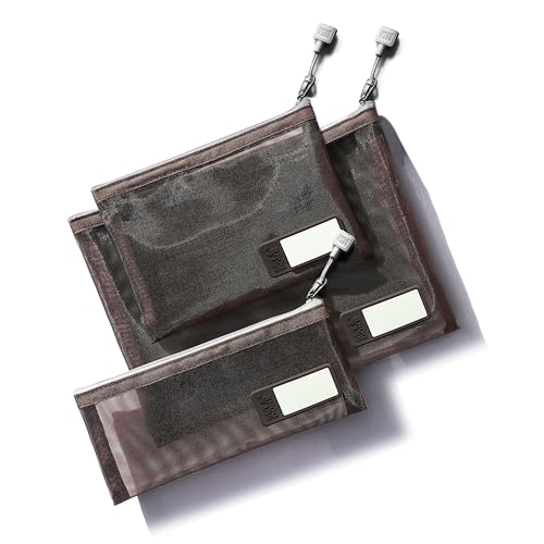 Set & Done Onama Flexi Mesh Zipper Pouch – Durable Clear Nylon Storage Bag with Name Tab for Makeup, Travel, Diaper Bag & Office Organizing - color: Espresso Brown, size: Pack of 3 Assorted