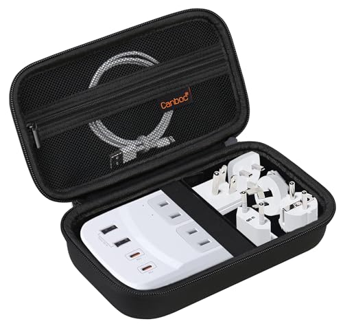 Canboc Travel Carrying Case for Ceptics Universal Travel Adapter Kit, World Travel Adapter Kit Storage Organizer, Zipper Mesh Bag fit USB Cable, Black (Case Only) - color: Black