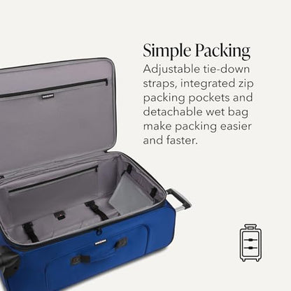 SWISSGEAR Sion Softside Expandable Spinner Luggage Durable Lightweight Travel Suitcase, Blue, Checked-Large - color: Blue, size: Checked-Large