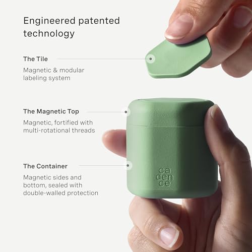 Cadence Travel Containers - Daily Routine Capsule Set - Magnetic Containers with Lids,4 Flex Mediums (1.32oz) & 3 Flex Smalls (0.56oz) - Shampoo, Conditioner, Body Wash, Pills, & More - Eucalyptus - color: Eucalyptus