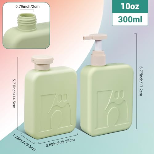Travel Pump Bottles, Refillable Plastic Empty Squeeze Bottle with Flip Caps, Leak-Proof Dispenser Lotion Container for Shampoo, Soap, Toiletries for Vacation, Gym, Home(2 Pack, 11oz/330ml)