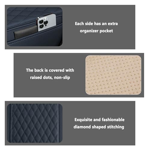 Stacool Upgraded Car Center Console Cover,Microfiber Leather Car Armrest Cover Cushion with 2 Storage Bags,Universal Car Armrest Storage Box (Blue) - color: Blue