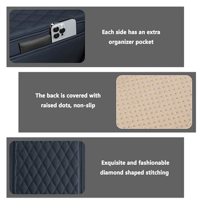 Stacool Upgraded Car Center Console Cover,Microfiber Leather Car Armrest Cover Cushion with 2 Storage Bags,Universal Car Armrest Storage Box (Blue) - color: Blue