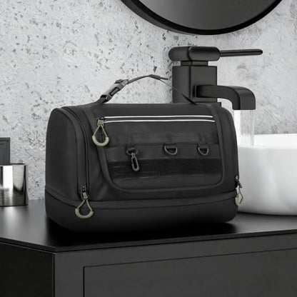 TANGCORLE Toiletry Bag for Men, Handing Travel Toiletry Organizer Protable Water Ressistant Bathroom Shaving Bags for Toiletry Accessories, Travel Essentials, Black(Empty Bag)