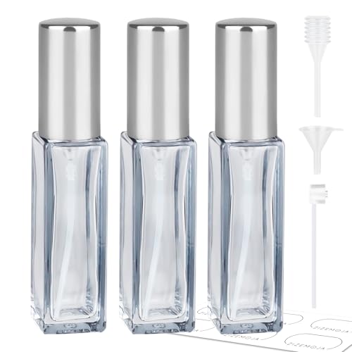 Perfume Travel Refillable Atomizer, 3 Pack 10ml Leak Proof Refillable Perfume Bottle for Air Travel, Purse and Business Trips, Glass Atomizer Sprayer for Cologne with Funnel & Pipette - color: Light Gray